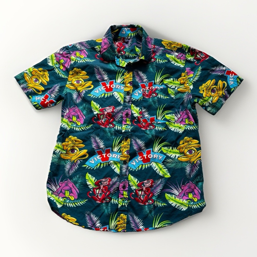 Victory Brewing Hawaiian Shirt Button Up Men's Medium Brist
